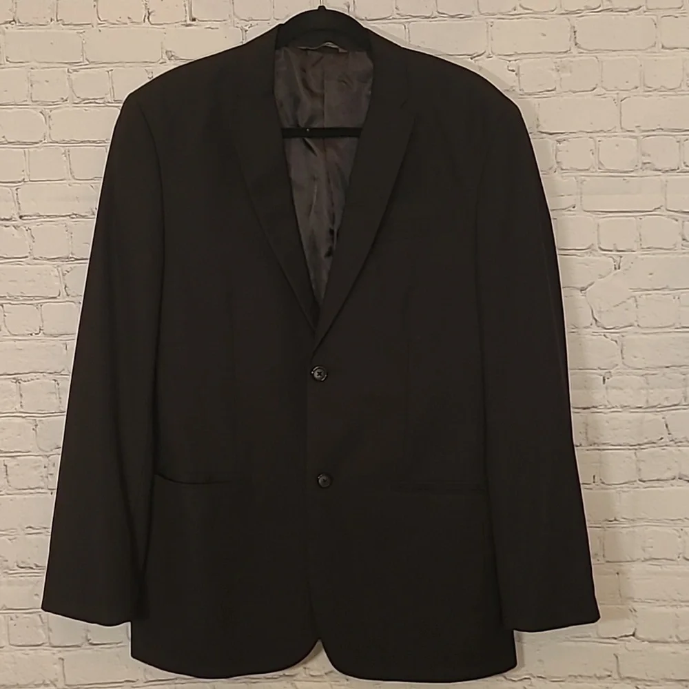 Perry Ellis Black Size 42R Classic 2 Button Sport Coat Jacket Neutral Versatile